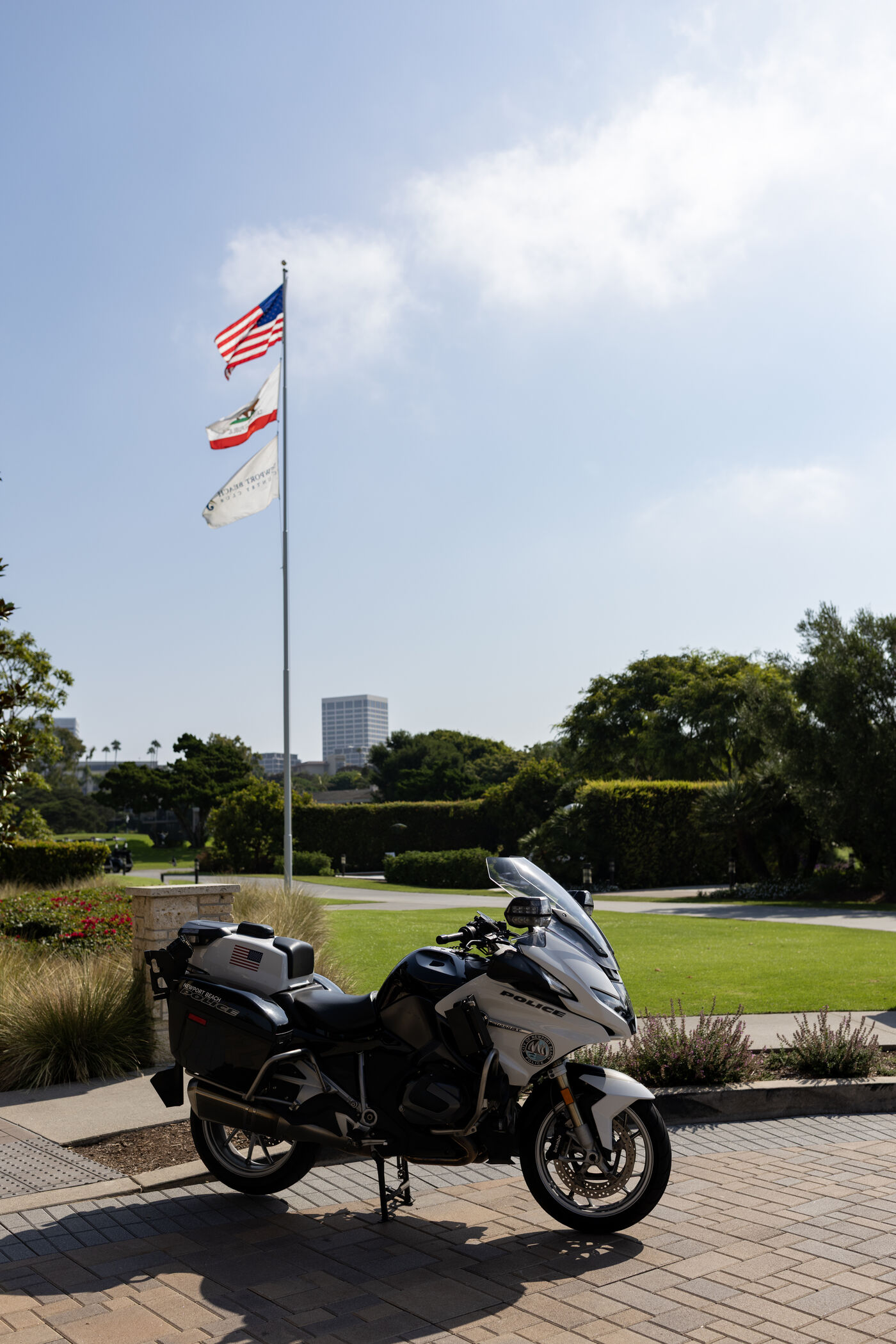 NBPD motorcycle at the 2025 NBPF Golf Classic